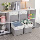 Mangata Cube Storage Boxes 30x30x30cm Grey White 3 Pack Fabric Collapsible view 4