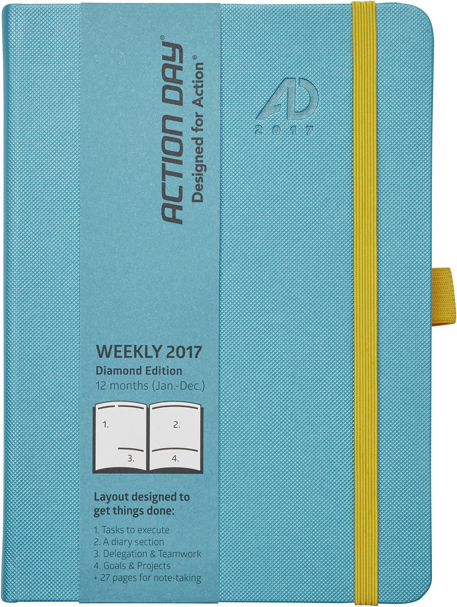 Action Day 2017 - World´s Best Action Planner - Designed to Get Things Done - Weekly Daily Monthly Yearly Agenda, Calender, Appointment, Organizer & Goal Journal (6x8/Thread-Bound/Turquoise)