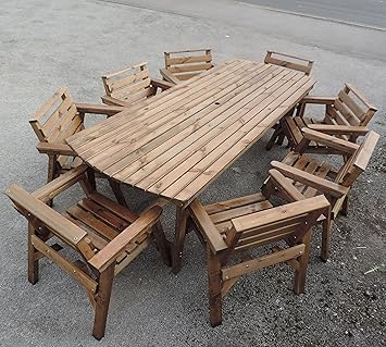 8 Table 8 Chairs Solid Wooden Garden Furniture Set Super