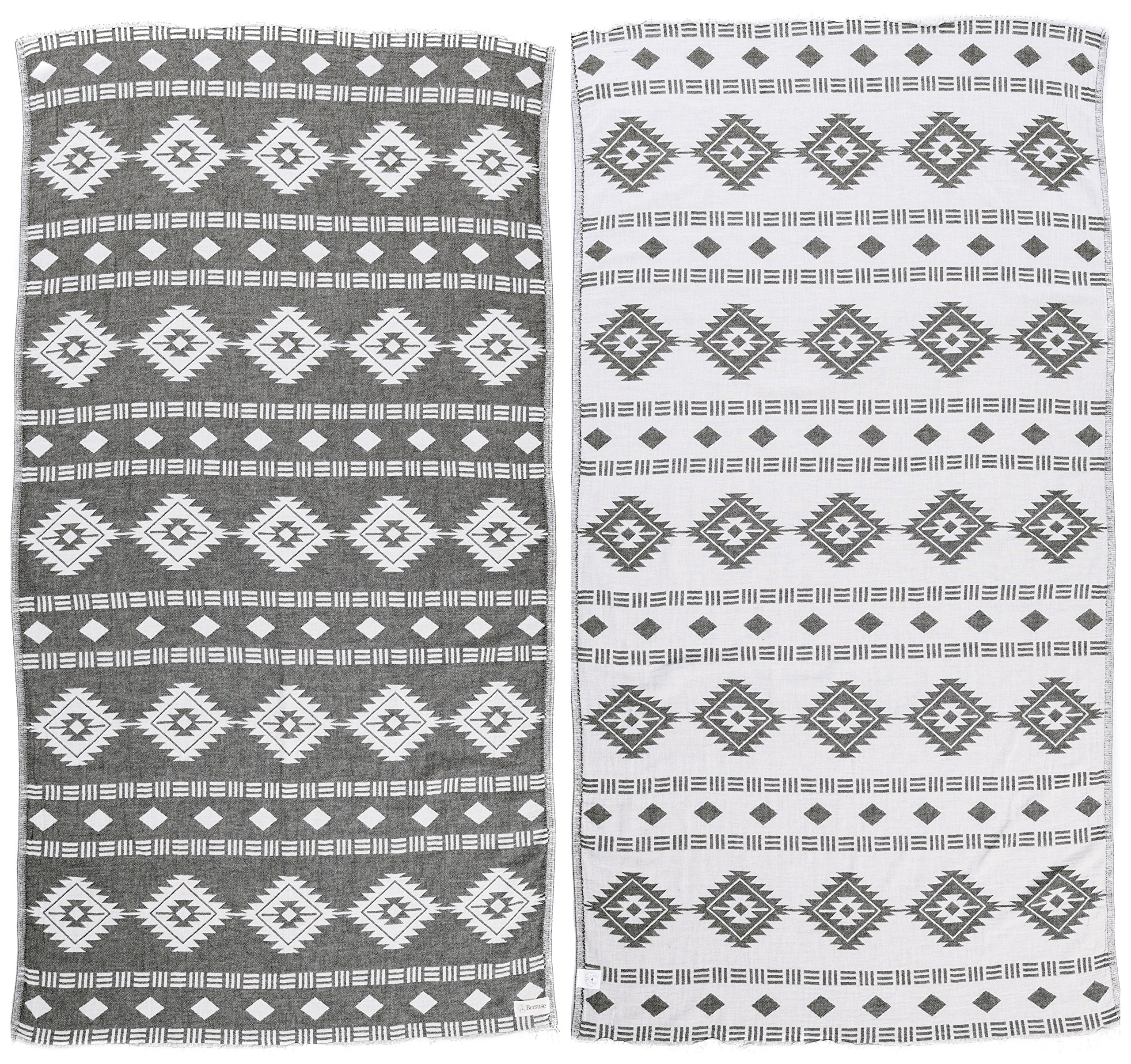 Bersuse 100% Cotton - Belize Turkish Towel - Black