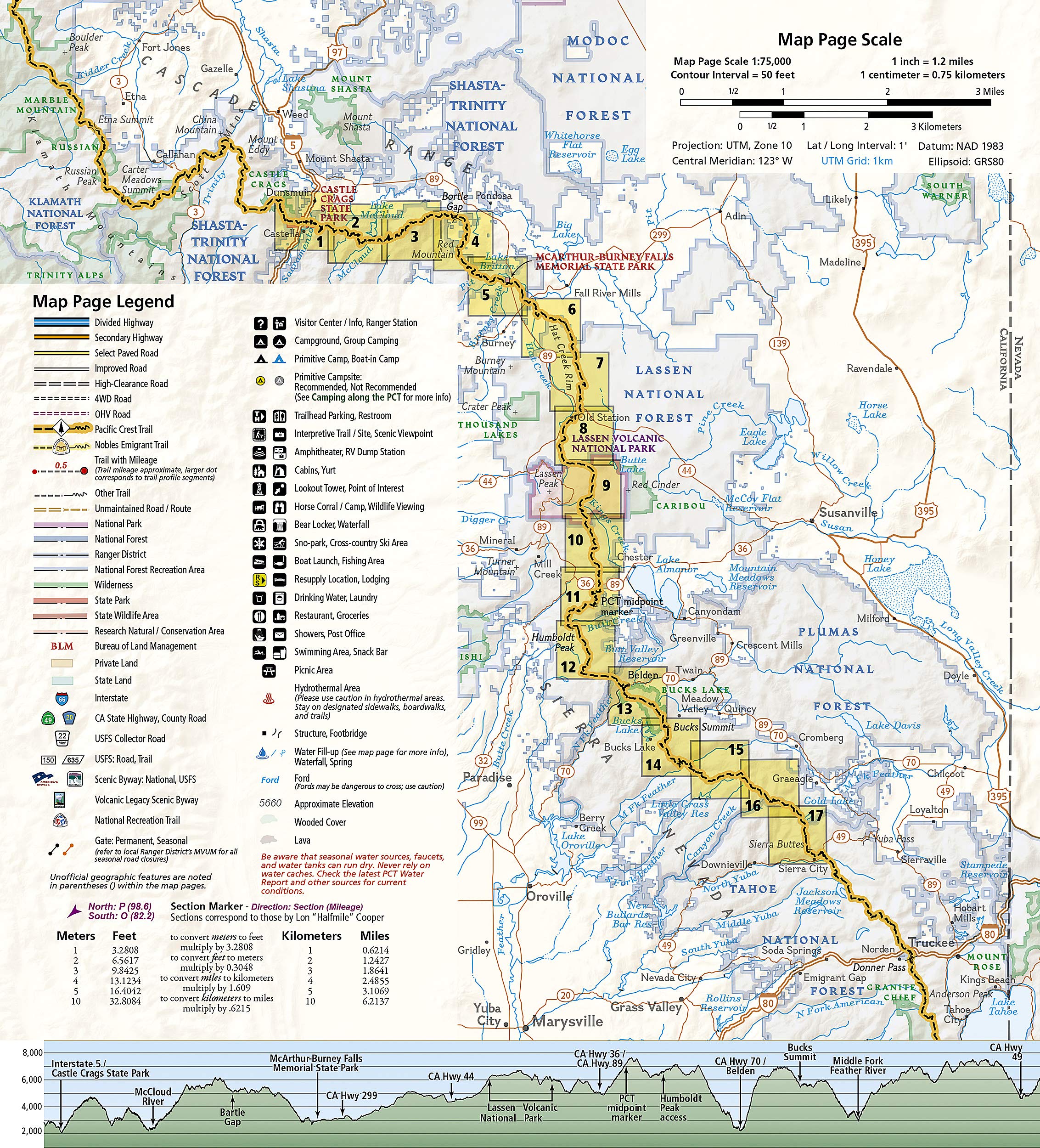 Pacific Crest Trail Map Northern California Pacific Crest Trail: Shasta And Lassen [Castle Crags To Sierra Buttes]  (National Geographic Topographic Map Guide, 1007): National Geographic Maps  - Trails Illustrated: 9781566957892: Amazon.com: Books