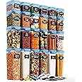 Chef's Path Airtight Food Containers with Lids (24 Pack - Blue) Kitchen Pantry Organization - BPA Free Food Storage Organizers for Cereal, Brown Sugar, Dry food - With Marker, Labels & Spoons