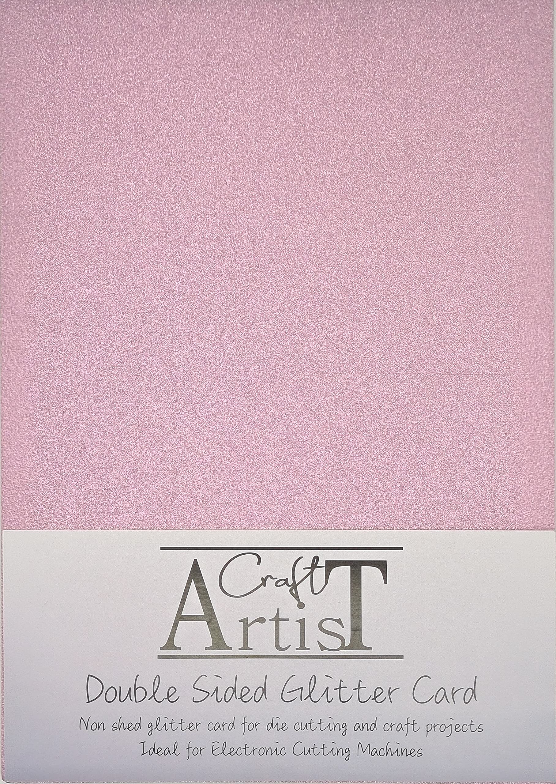 Craft Artist A4 Double-Sided Glitter Card Baby Pink - 250GSM - Non Shed - Use with Cricut, Brother, Silhouette - for Paper Craft, Birthday Toppers, Home Decor, Stationary, Baby Pink (10 Pack)