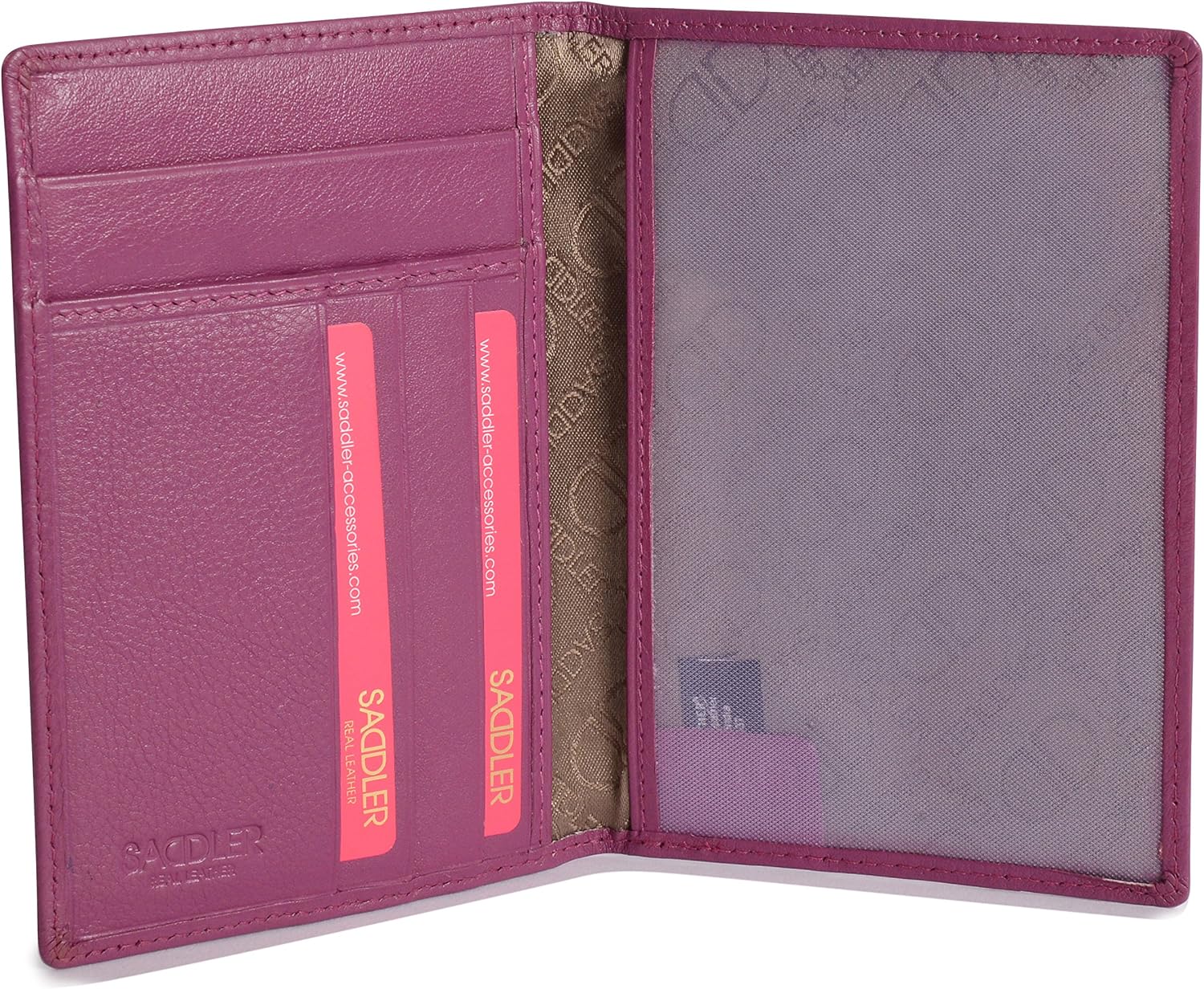 SADDLER "Harper Women's Luxurious Real Leather Passport Holder, Magenta - Image 4