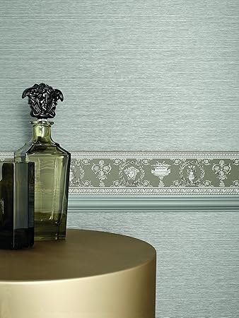 Versace wallpaper Bordüre Vanitas klassisch neo-barock 5,00 m x 0,09 m beige grau metallic Made in Germany 343053 34305-3