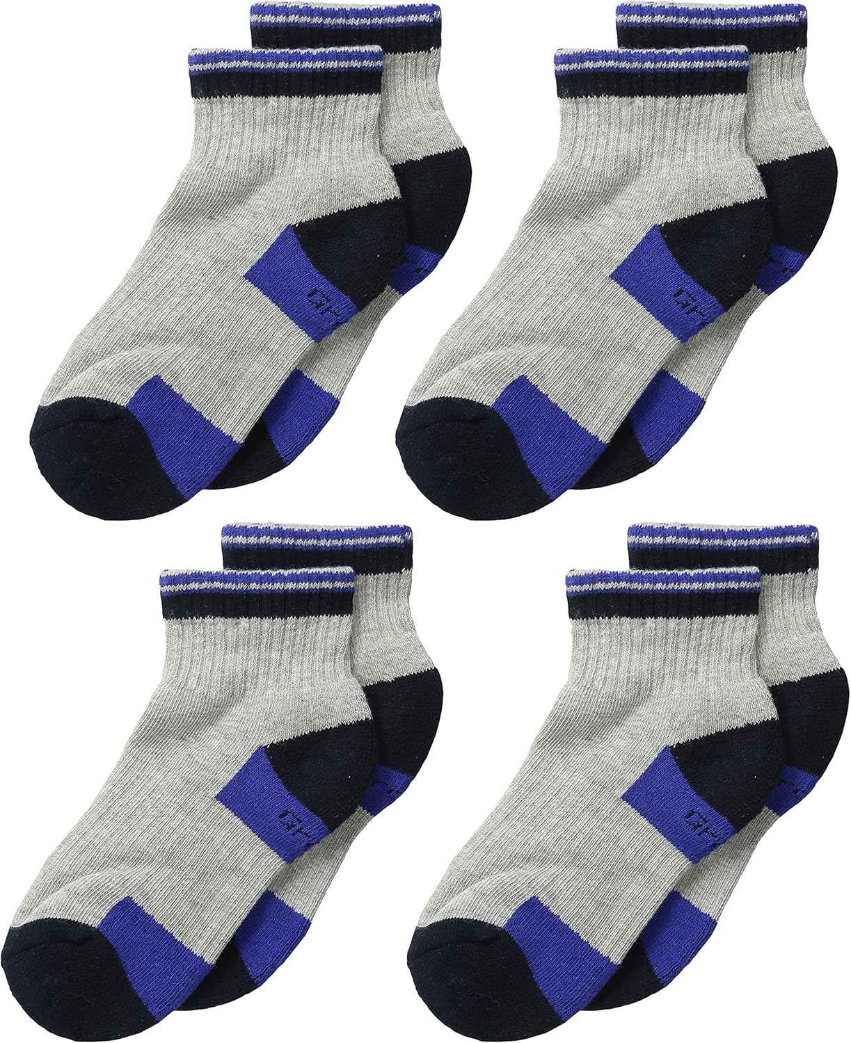 PEDS Boys' Big Growing Half Cushion Ankle Socks (Pack of 4