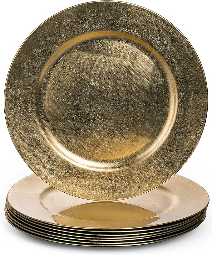 8 Piece Gold Charger Plate Set Amazon.co.uk Kitchen & Home