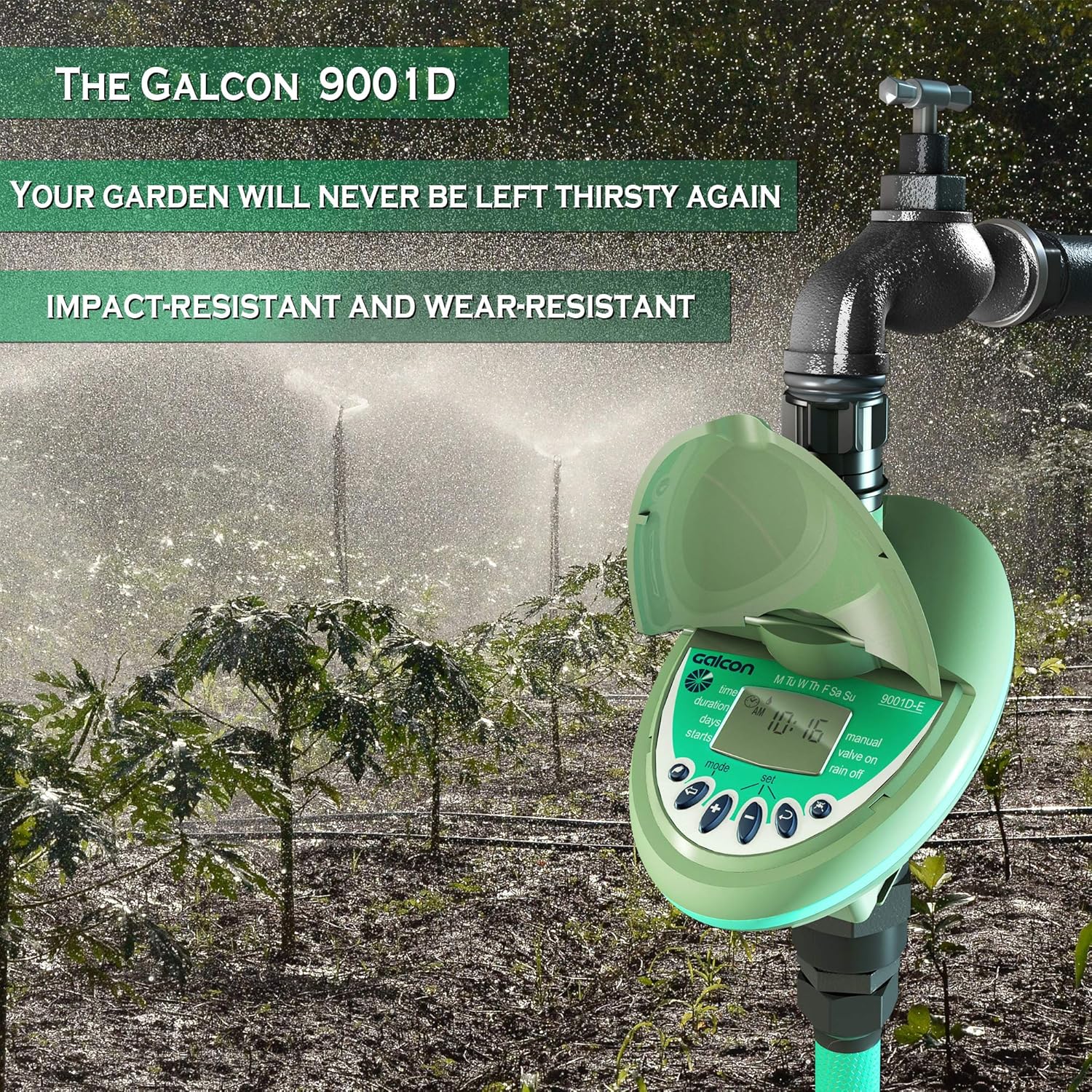 Galcon GAH2S6912PB 9001D Garden Programmable Drip Irrigation kit Watering Timer for Hose End, with Weekly & Daily Programming LCD Display and Rain Delay, UV-Resistant : Automatic Lawn Irrigation Controllers : Garden & Outdoor
