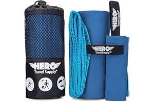 HERO TRAVEL SUPPLY Hero Microfiber Towel - Camping, Beach - Gym, 24 X 48 (Includes Bonus Washcloth)