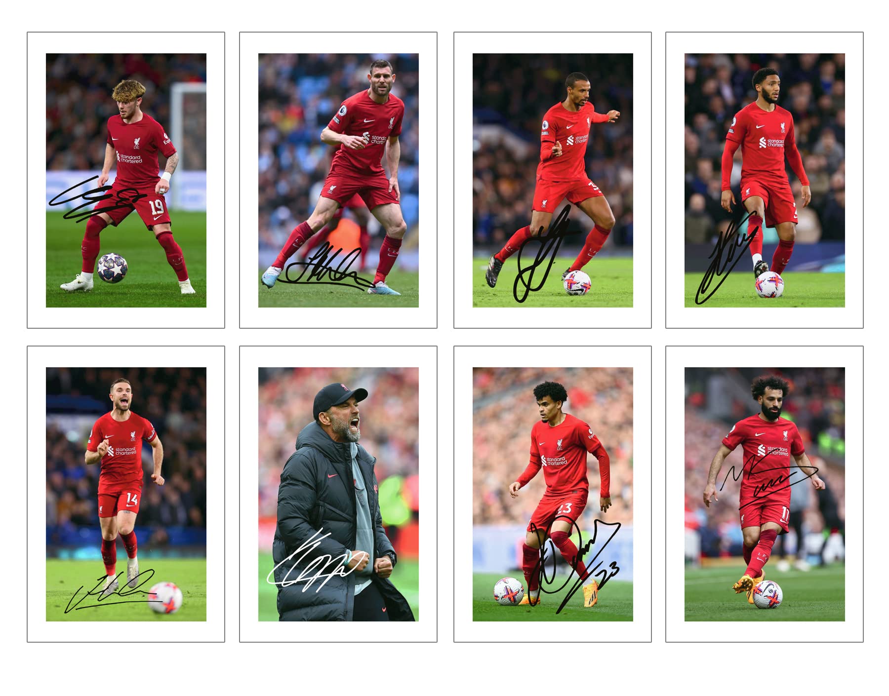 Set of 20 Liverpool 2023 Players Signed 6X4 Inch Photo Prints With Pre Printed Signatures Autograph Gift. Artwork