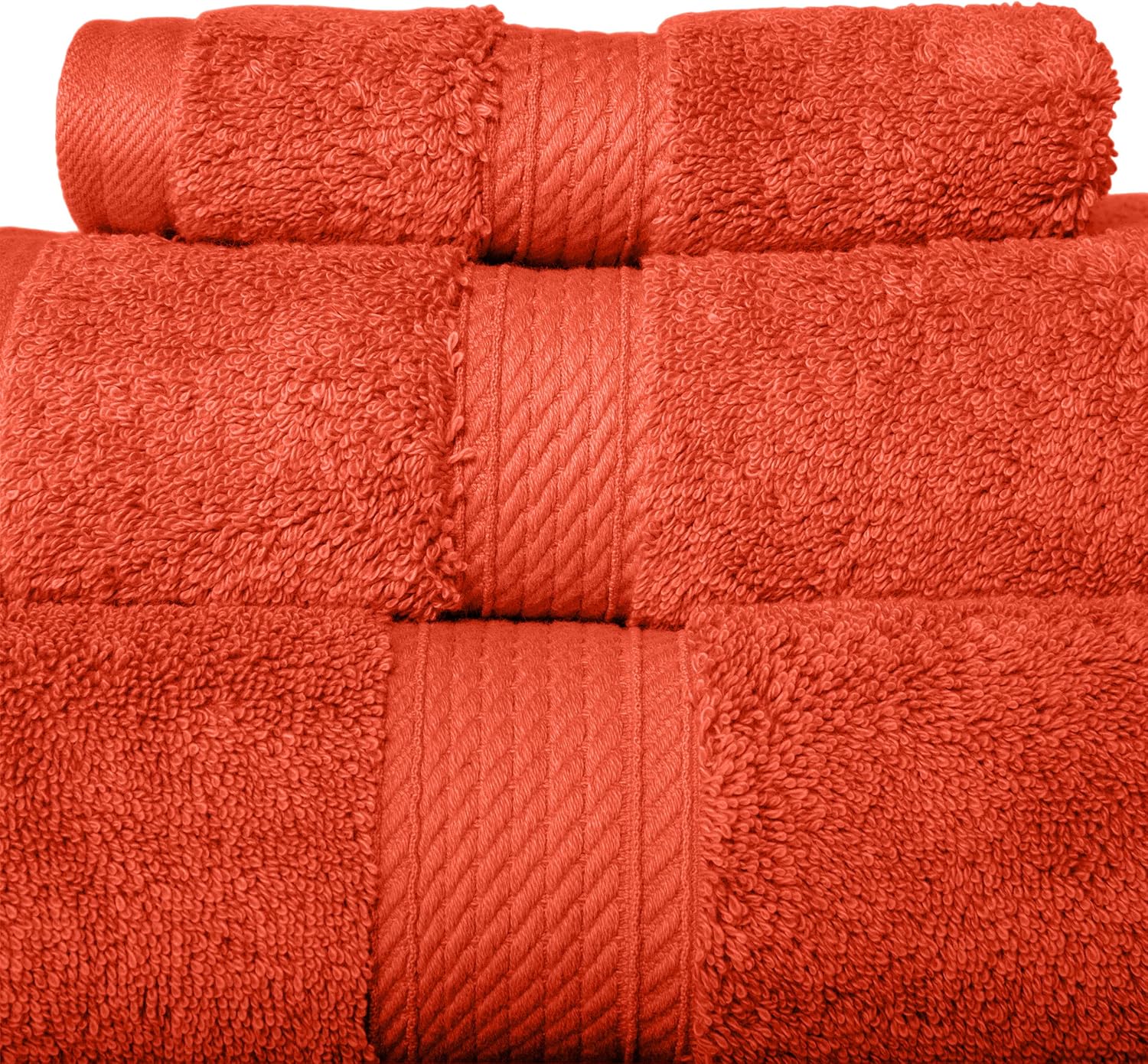 SUPERIOR Bathroom Accessories Bath Collection Towel Set, 6PC, Coral, 6 Piece: Home & Kitchen