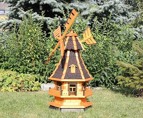 Gartenwindmühle mit Solar schwarz Typ 4.1
