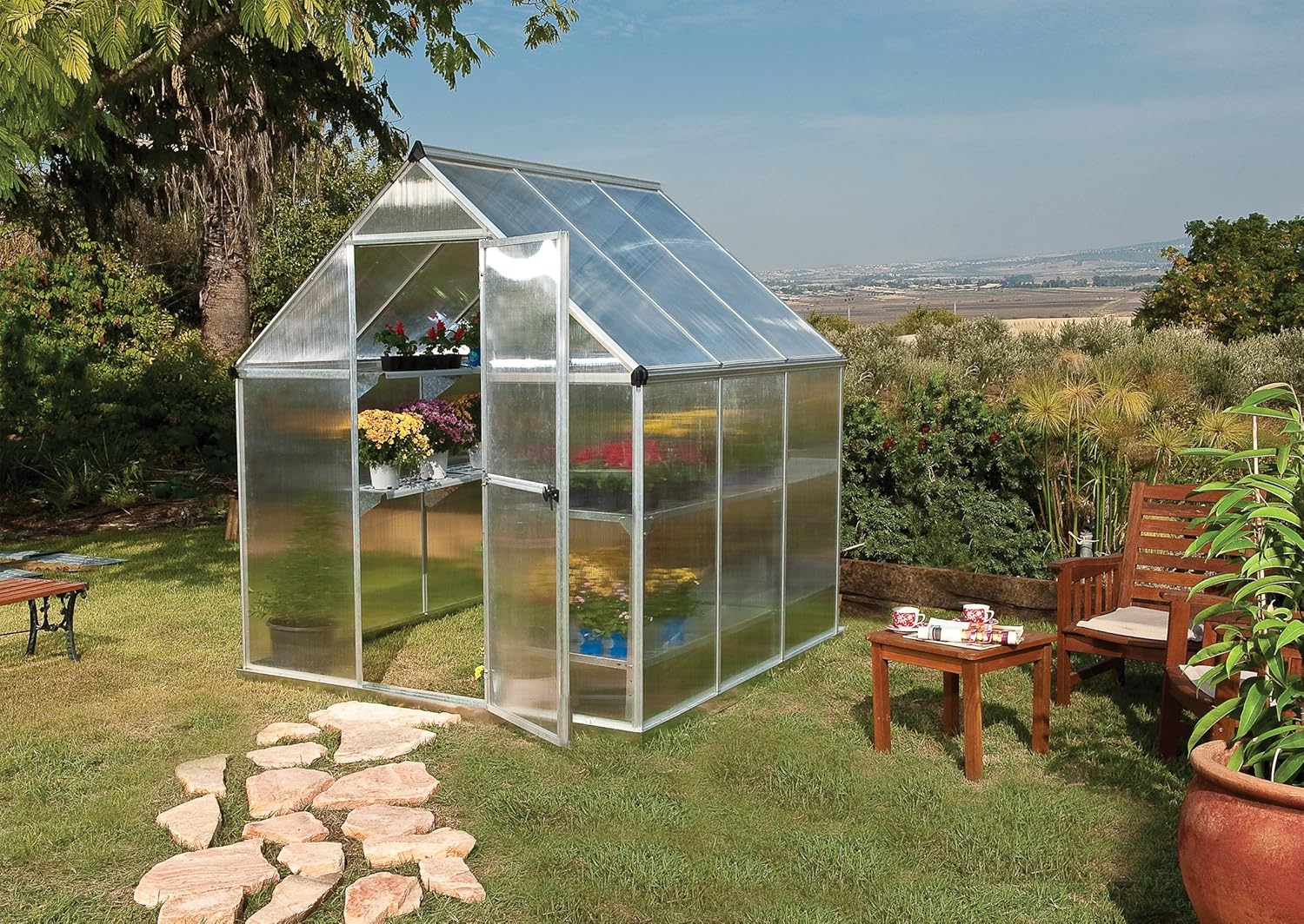 Palram MYTHOS GREENHOUSE (6X8, Silver) Amazon.co.uk Garden & Outdoors