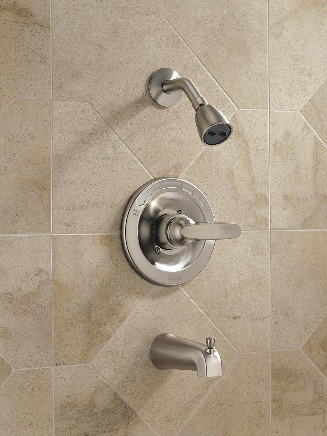 Delta Faucet Foundations Single-Function Tub and Shower Trim Kit with Single-Spray Shower Head, Stainless BT13410-SS (Valve Not Included) - Tub And Shower Faucets - 