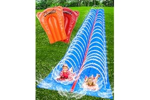 JAMBO 30FT x 8FT XXL MEGA Water Slide and 2 Bodyboard Updated Model– Extra Long Extra Wide Slip Splash and Slide for Kids, Heavy Duty Backyard Lawn Waterslide, Outdoor Water Toy, Splash Mat Splash Pad