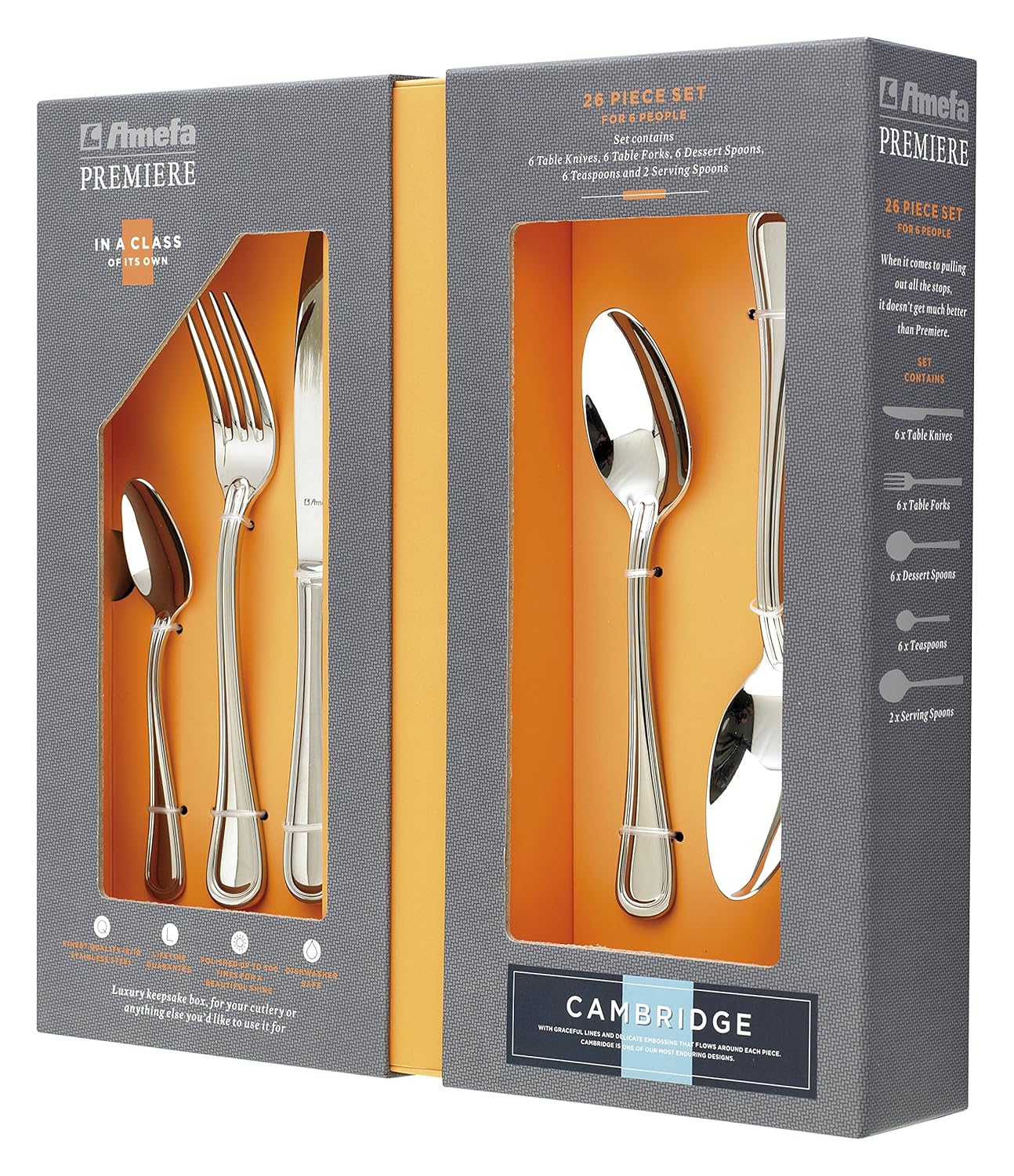 Amefa Premier Cambridge 18/10 Stainless Steel 26 Piece Cutlery Set