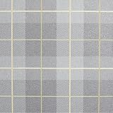 Arthouse Ochre Grey Tartan Check Wallpaper Vinyl 10.05m x 53cm Hard Wearing