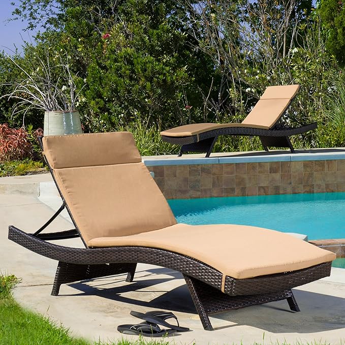 Single Caramel Cushion Pad For Outdoor Chaise Lounge Chair Amazon.co