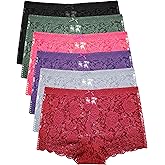 Barbra Lingerie Multi Pack of Women's Regular & Plus Size Lace Boyshort Panties