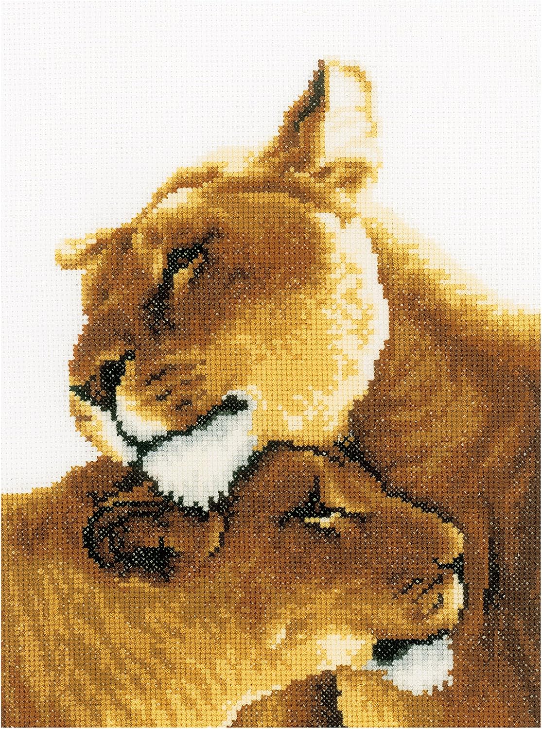 Vervaco Cross Stitch Lion Friendship, Brown, One