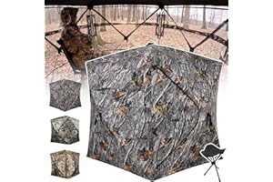 ShedOFF 270/360 Degree See Through Hunting Blind 1-3 Person with Tri-Leg Hunting Stool, Pop up Ground Blinds for Deer Turkey Duck Hunting, Hunting Adjust Windows with Silent Zipper