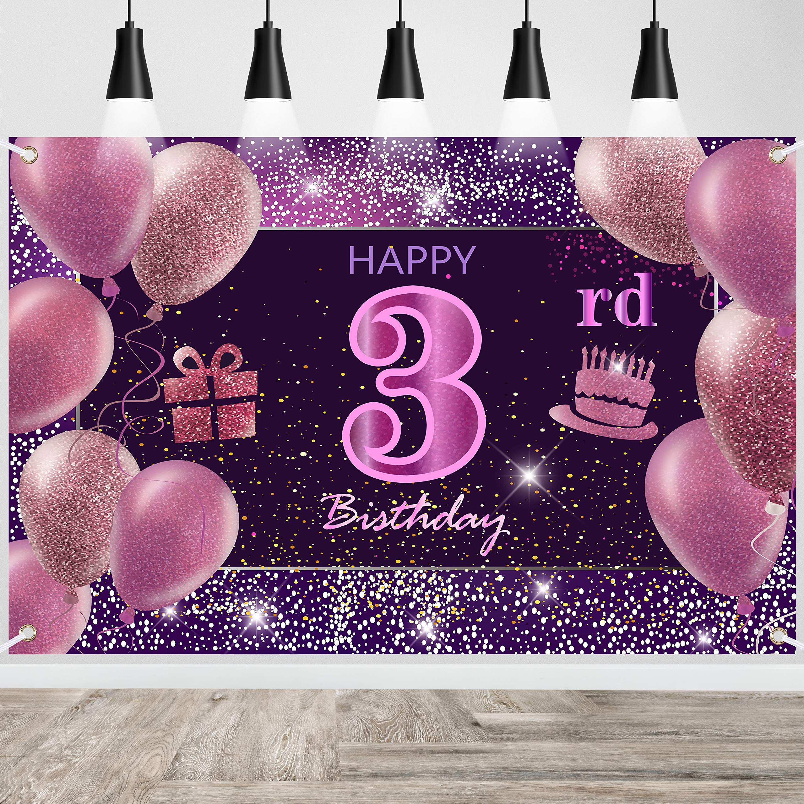 IMISI Happy Birthday Banner & Backdrop Decorations - Pink, Perfect for Parties