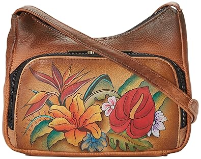 Anuschka 481 TRP, Damen Umhängetasche Antique Rose Pewter One Size, Tropical Paradise - Größe: One Size