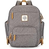 Parker Baby Diaper Backpack - Full Zip Diaper Bag with Insulated Pockets - Gray