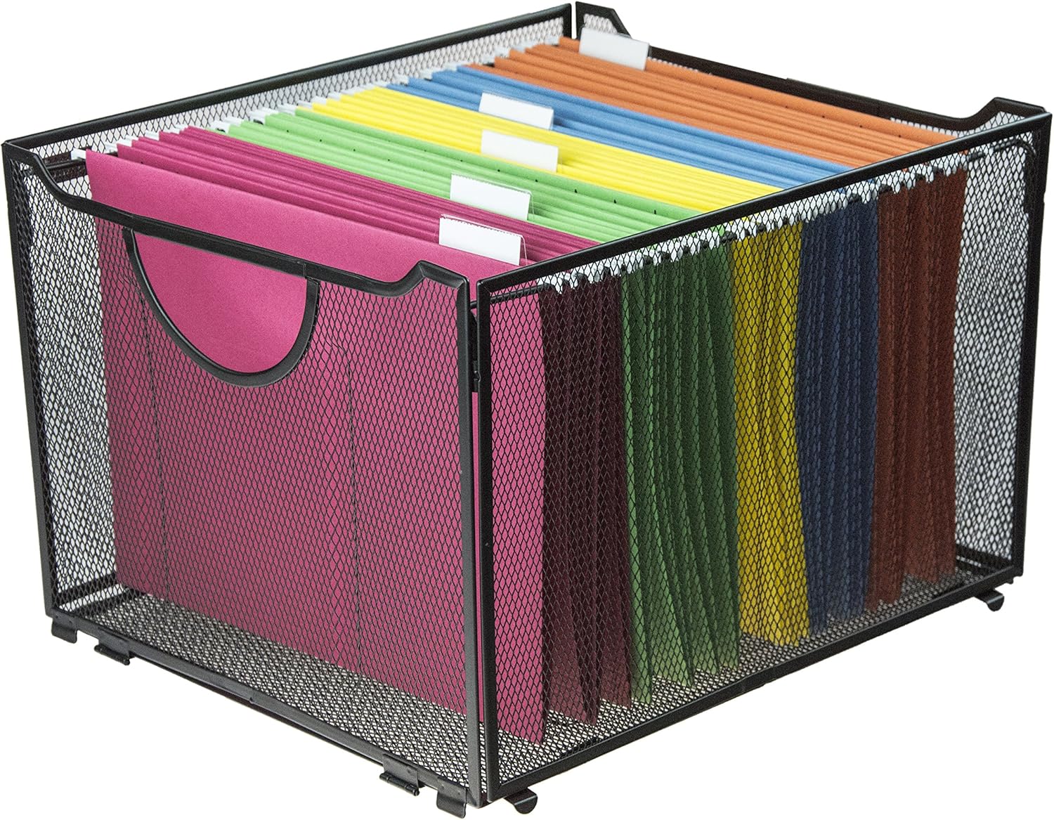Modern Black Metal Mesh File Box/Foldable Storage Crate/Home Office Folder Holder Organizer Rack : Office Products