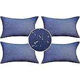 Demetex Outdoor Lumbar Throw Pillow Covers 12x20 Set of 4 Decorative Waterproof Throw Pillows for Couch Bed Decor, 12 x 20 Inch, Navy Blue