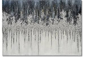 Limiyer Art 28x40 Inch Blue and Silver Wall Art Textured Oil on Canvas Modern Hand-painted Abstract Wall Art Home Art Deco Wall