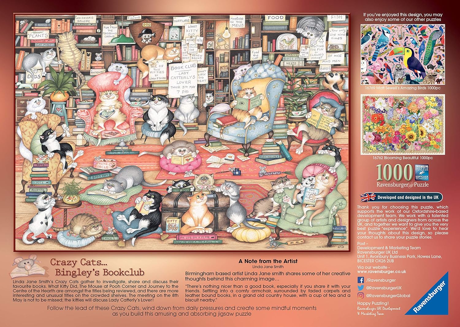 Ravensburger Crazy Cats Bingley’s Bookclub 1000 Piece Jigsaw Puzzle for Adults & Kids Age 12 Years Up, Multi-colored - Image 4
