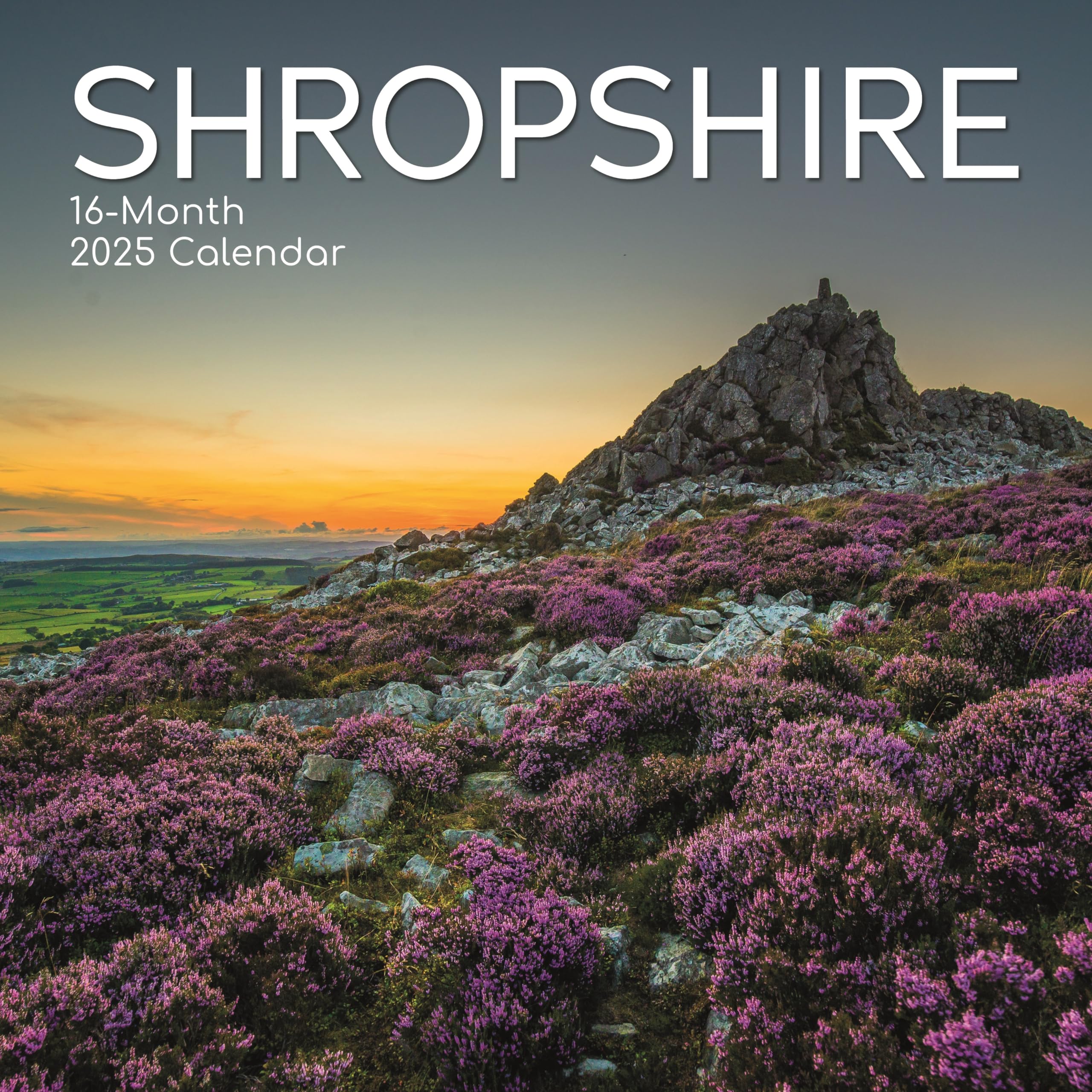 2025 Square Wall Calendar, Shropshire, 16-Month Scenic Britain Theme with 180 Reminder Stickers (30 x 30 CM)