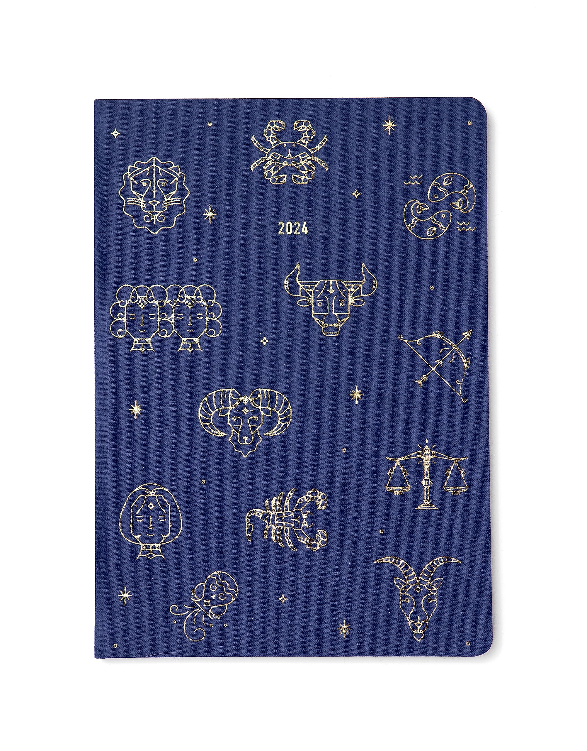 Letts Zodiac A5 week to view 2024 diary - midnight