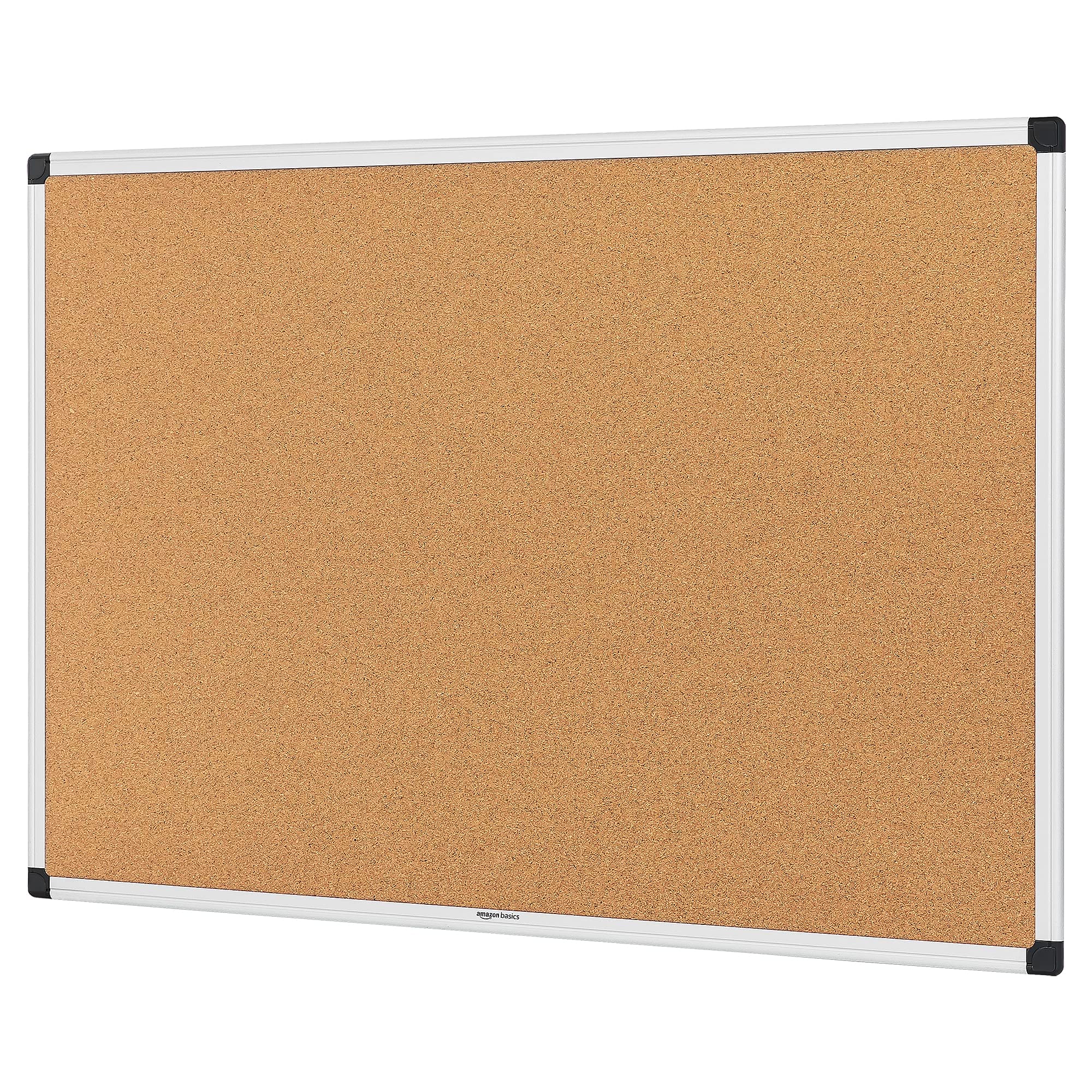 Amazon Basics Aluminum Frame Cork Notice Rectangular Board, 90cm x 60cm, Silver
