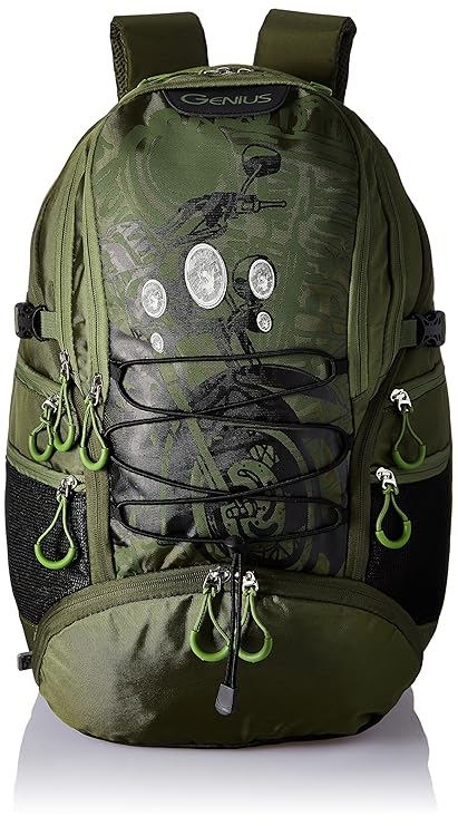 Genius Nylon 39 Ltrs Green Trekking Backpack (Inferno Green 52)