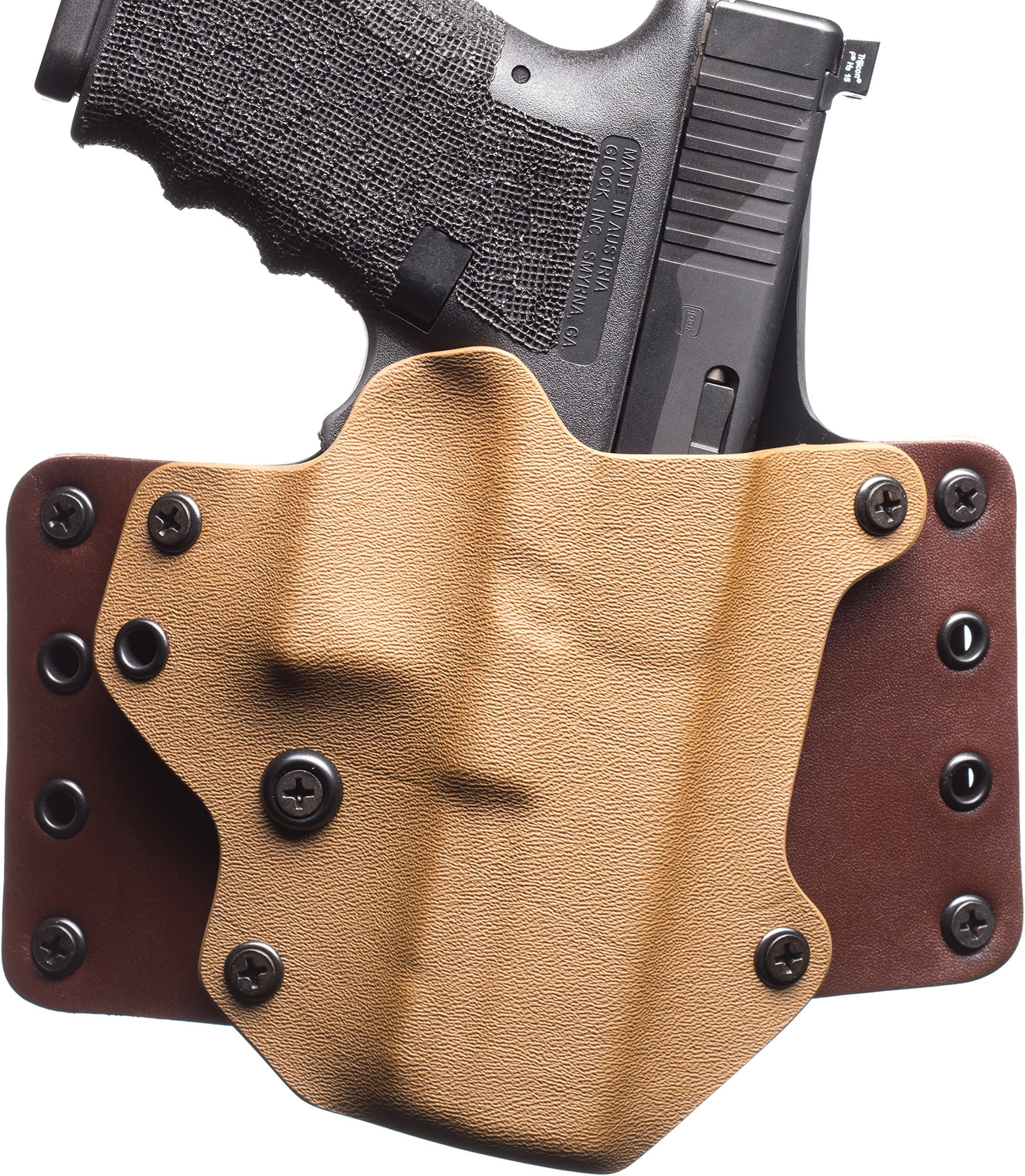 Black Aces Tactical Leather Wing OWB Holster Fits Glock 43, Right Hand, Coyote