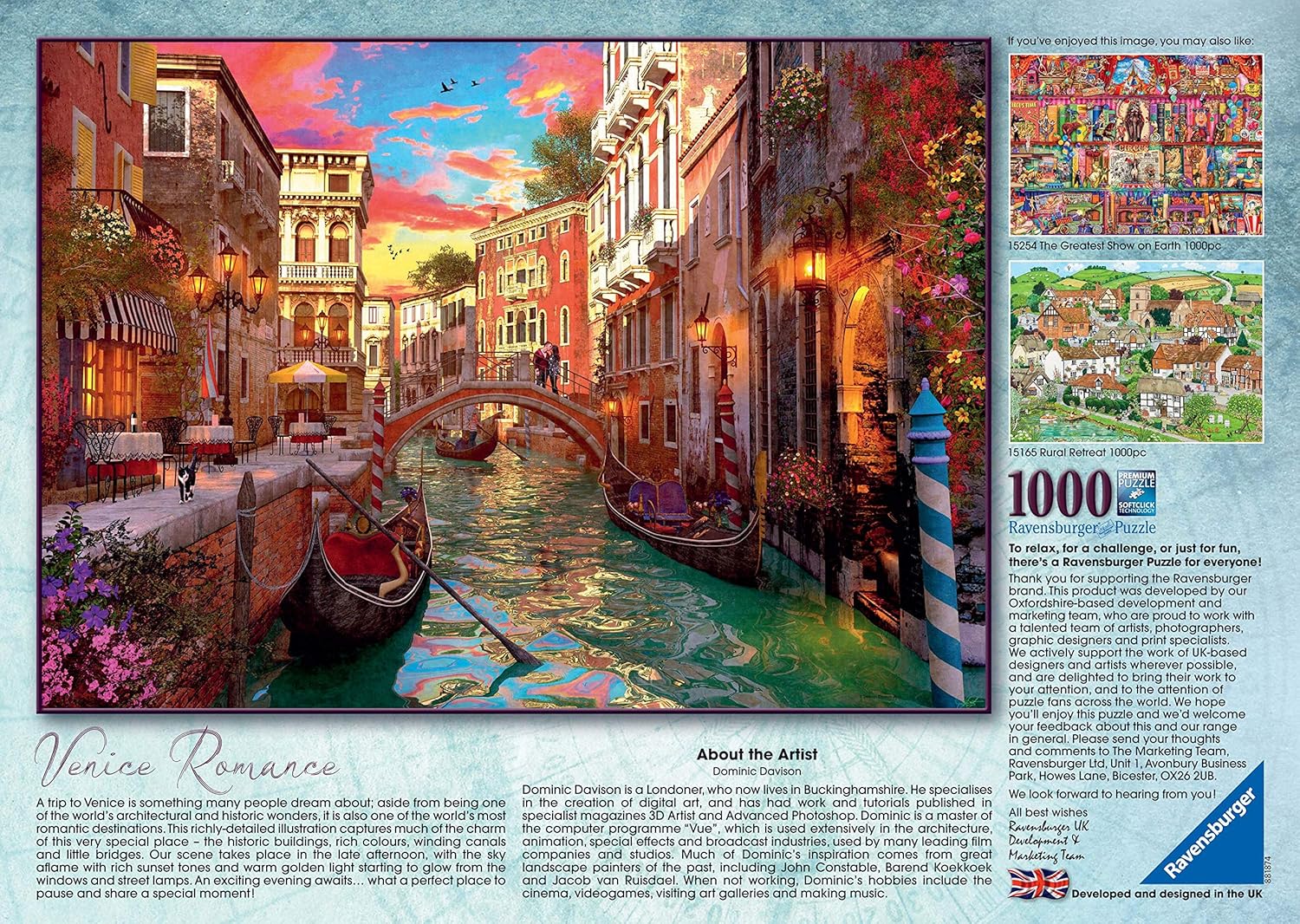 Puzzles Jouets et jeux 15262 Ravensburger Venise Romance Jigsaw Puzzle