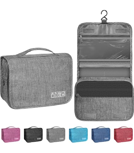 Toiletry Bag Hanging Toiletry Bag for Women Men Large Waterproof Travel Bag Portable Toiletry Kit Compact Makeup Bag with Hook Strap for Cosmetics Shaving Kit Camera Shower Bathroom Dorm