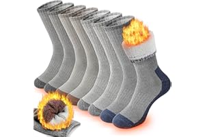Merino Wool Hiking Socks Thermal Winter Warm Crew Thick Cushion Cozy Socks for Men & Women 4 Pairs