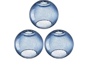 CJY CHENJINYAN 6.3 Inch Replacement Black Seeded Glass Lamp Shade Light Fixture,for Replacement Wall Sconce Pendant Light Ceiling Light Chandelier Shade,Factory Outlet (Ancient Blue Glass 3 Pack)