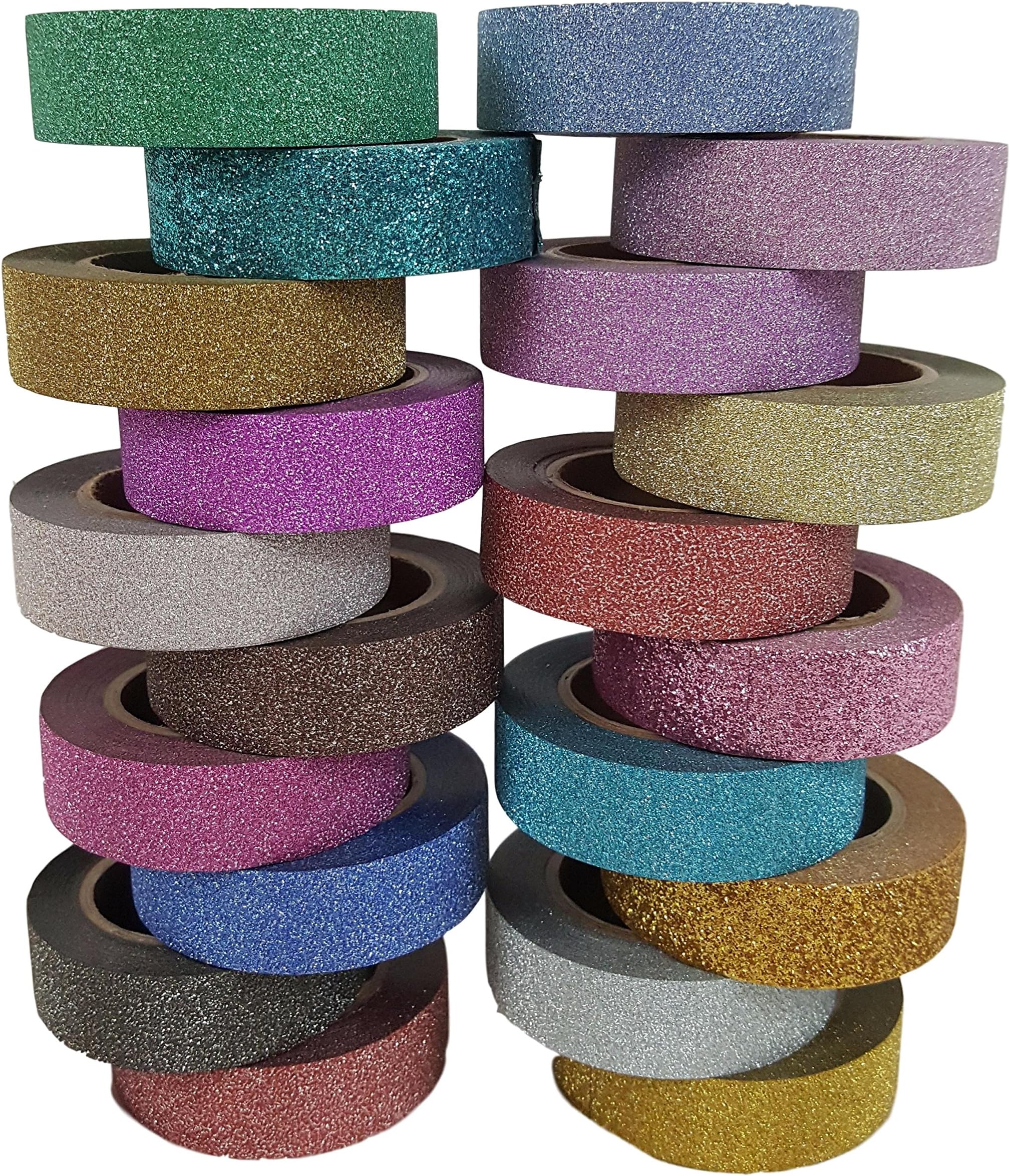Decorative Glitter Washi Paper Tape 20 Roll Set for gift wrapping arts and crafts DIY projects by WASHI-SUGOI