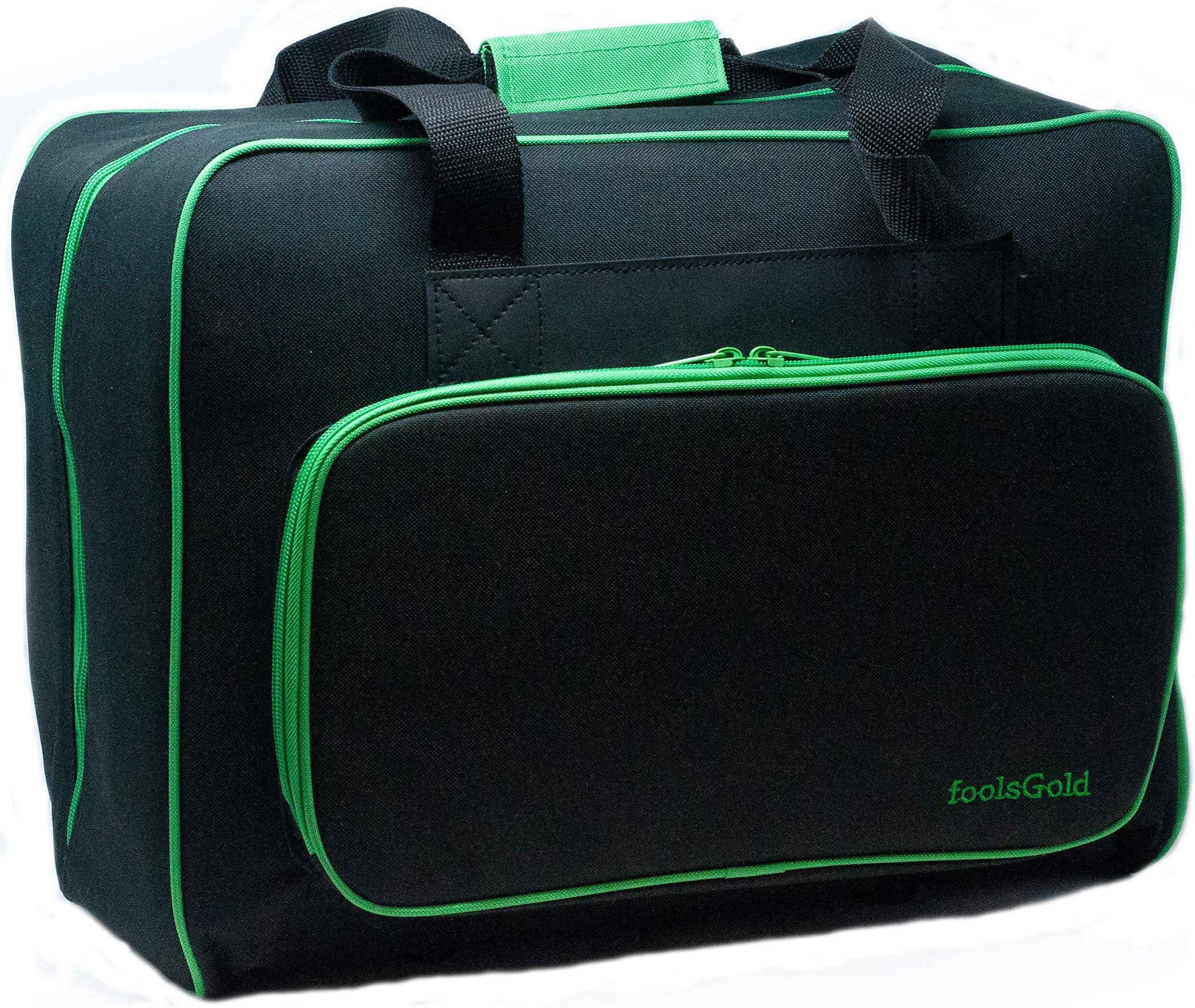 foolsGold Pro Thick Padded Sewing Machine Bag Carry Case - Black/Green