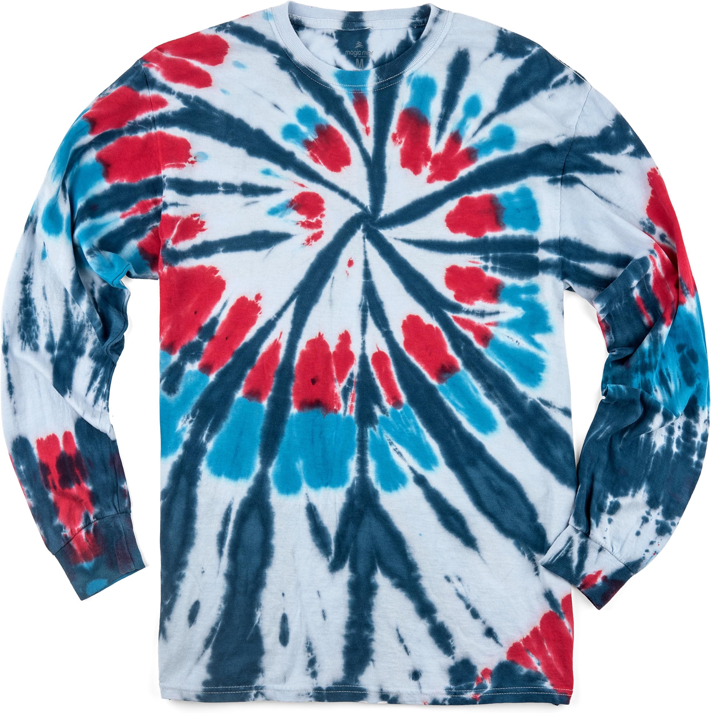 Magic River Long Sleeve Handcrafted Tie Dye T Shirts - 6 Adult Sizes - 5 Color Patterns