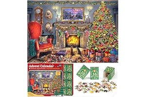 KWYZ Puzzle Advent Calendar 2024 Christmas Jigsaw Puzzles - Festive Fireplace 1008 Pieces Jigsaw Puzzle 24 Days Christmas Countdown Advent Calendar Puzzle for Adults and Kids Countdown to Christmas Puzzles Gift