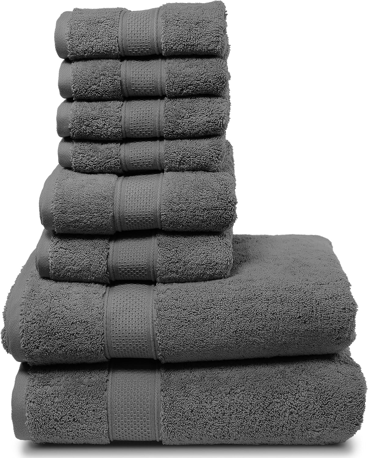 Maura 8 Piece Bath Towel Set.2 Extra Large 30"x56" Premium Turkish Bath Towels, 2 Hand Towels, 4 Washclothes. Thick, Soft, Plush and Highly Absorbent Luxury Hotel & Spa Quality Towels - Space Gray: Home & Kitchen