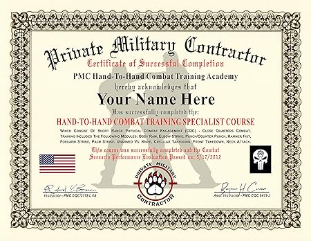 Amazon Com Private Military Contractor Diploma