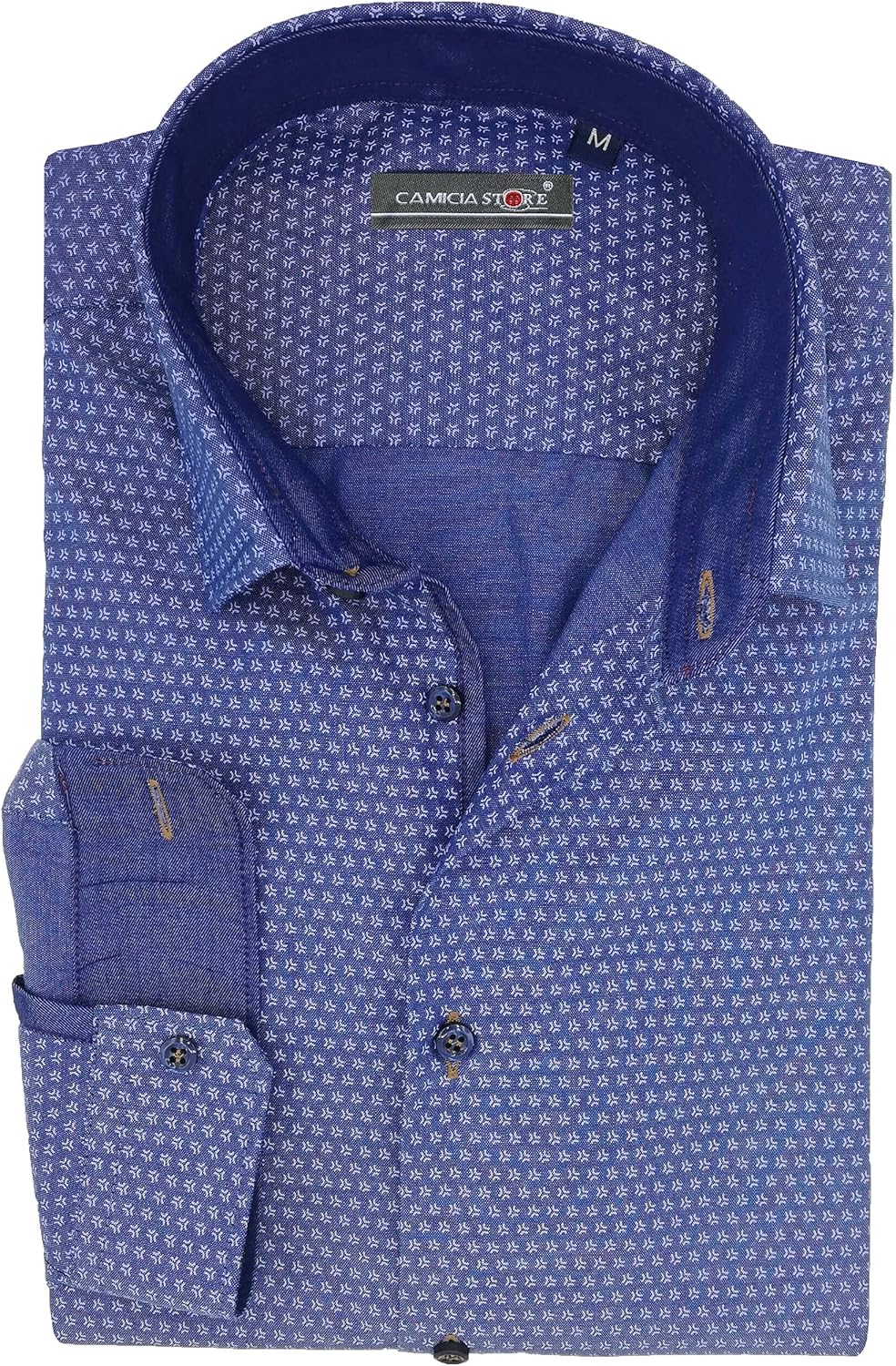 Men's Casual Shirt Made in Italy, Fantasy, Slim Fit, Long Sleeve, Small Italian Collar Amazon