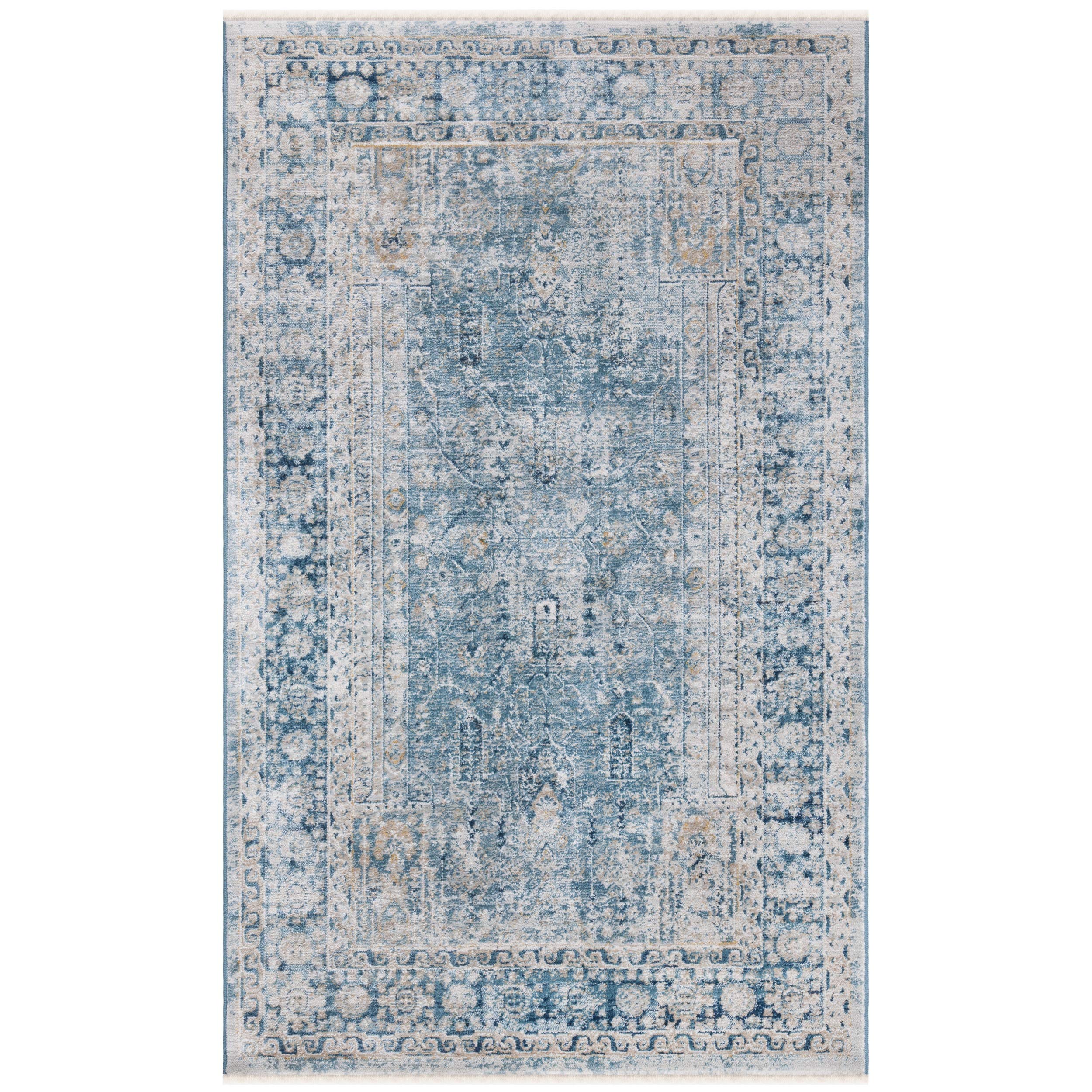 Safavieh Vintage Inspired Indoor Woven Rectangle Area Rug, Victoria Collection, VIC997, in Blue/Ivory, 91 X 152 cm for Living Room, Bedroom or Any Indoor Space