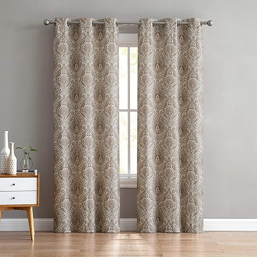 Amazon Com Vcny Home Brynn Window Curtains 54 X 63 Taupe